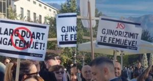 “Po na cënon fëmijët”/ Kundër ligjit për Barazinë Gjinore, qytetarët protestë te sheshi “Skënderbej”